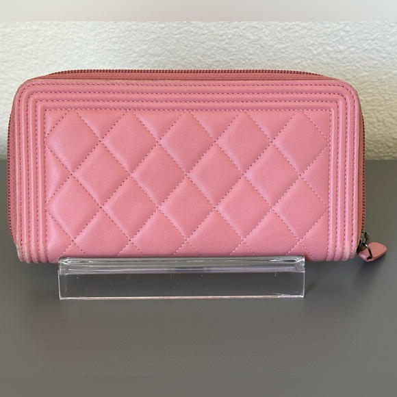 Chanel Quilted Lambskin Pink Boy Zippy Wallet - Picture 2 of 16
